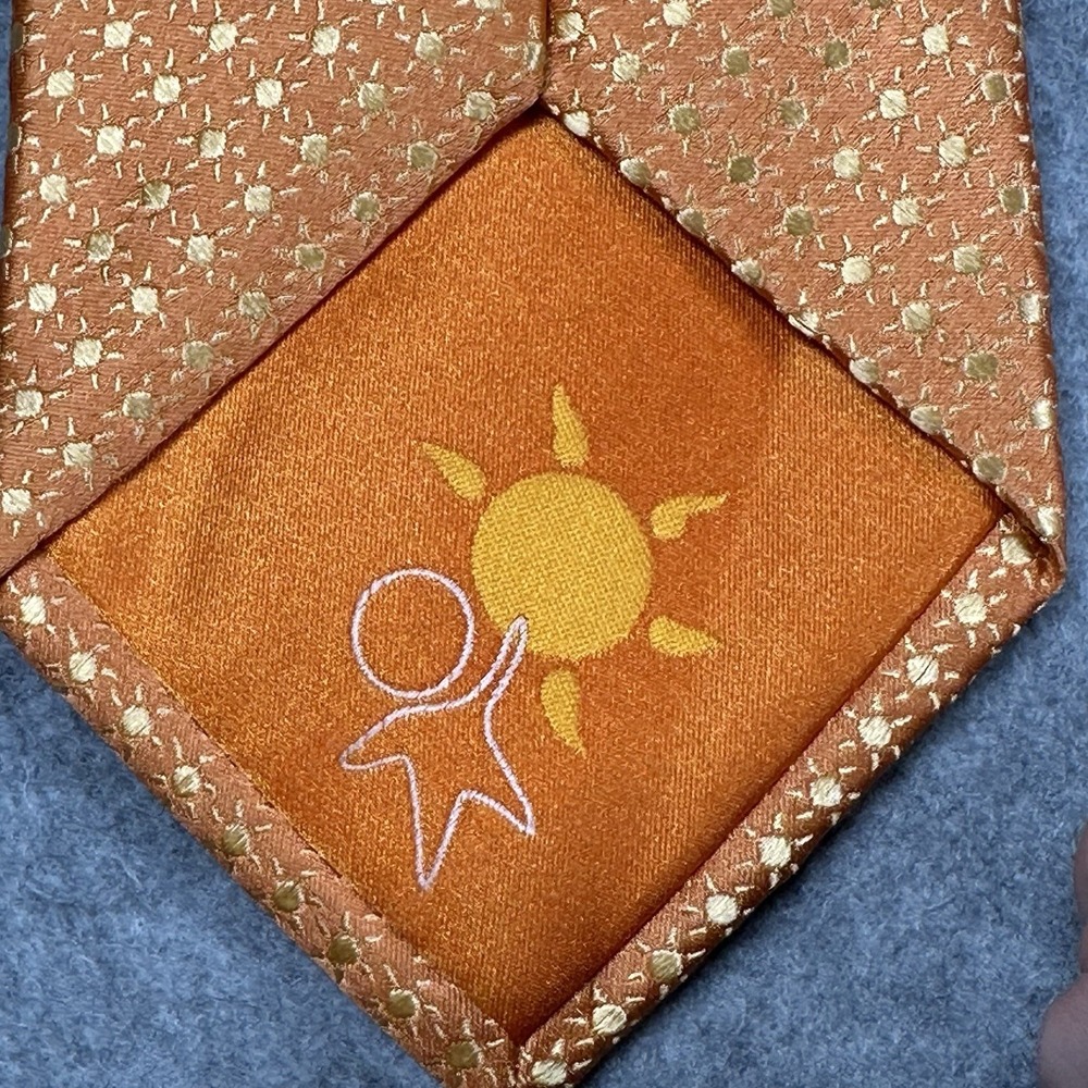 Sunburst Silk Tie Orange Gold Celestial Novelty Wedding Men's Necktie 59x3.5in - Picture 3 of 7